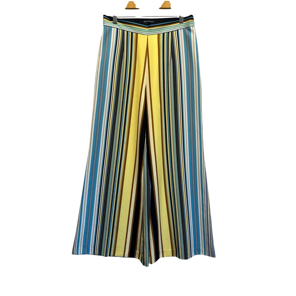INSIGHT Wide Leg Striped Palazzo Pants Women Size 8 Retro Festival Dopamine